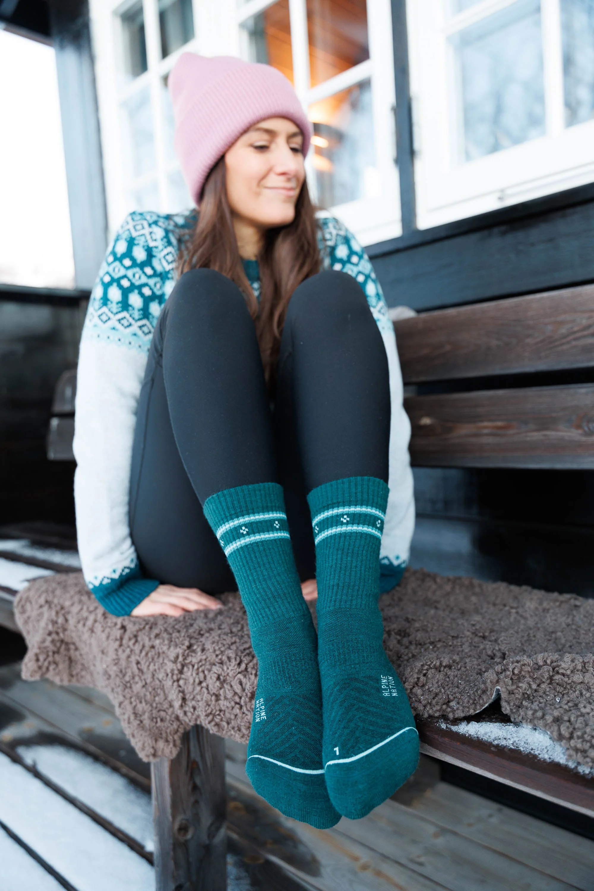 Abisko Merino Socks - Emerald - Image 3