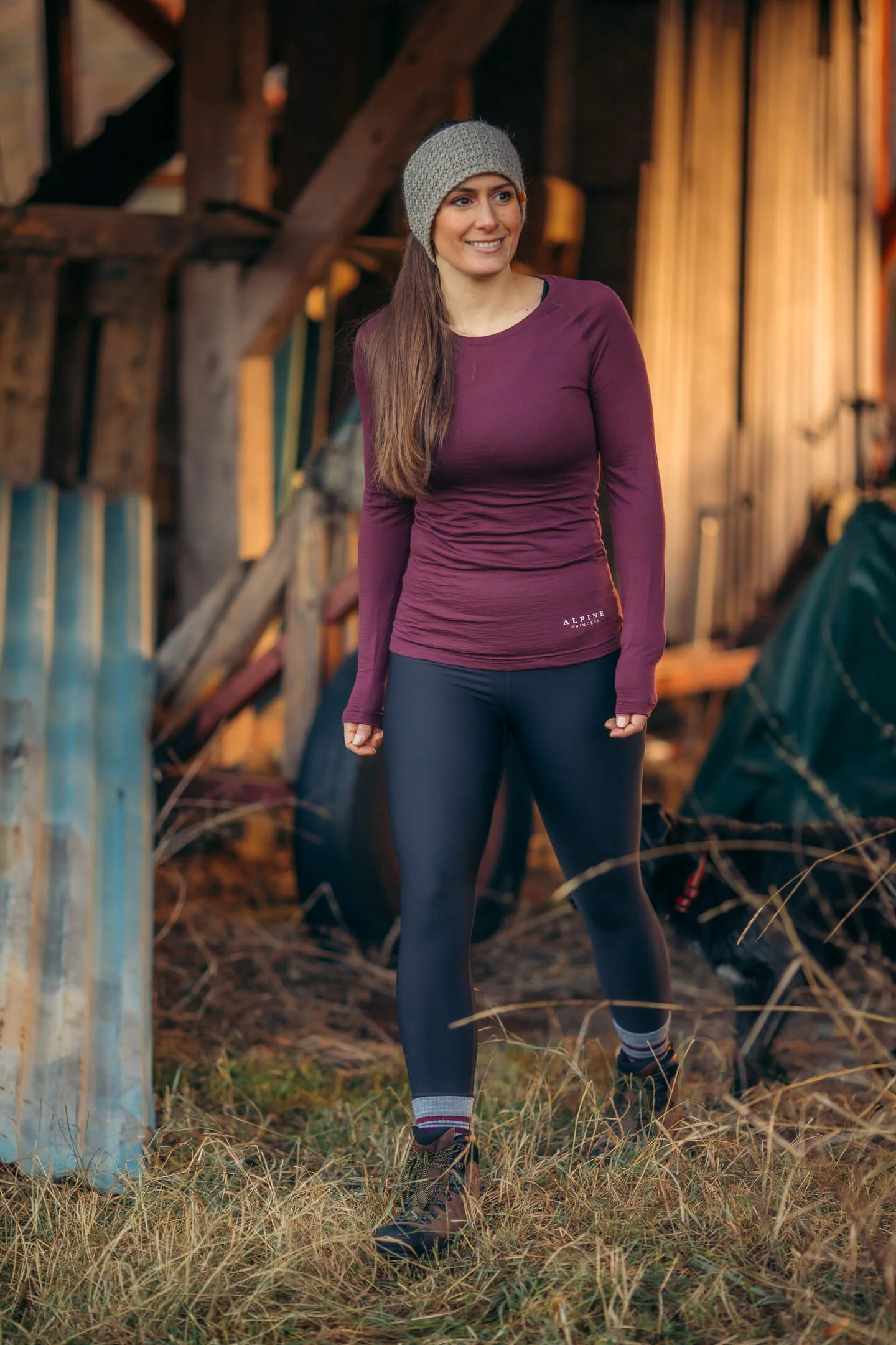 Merino Long Sleeve Tee Aubergine - Image 3