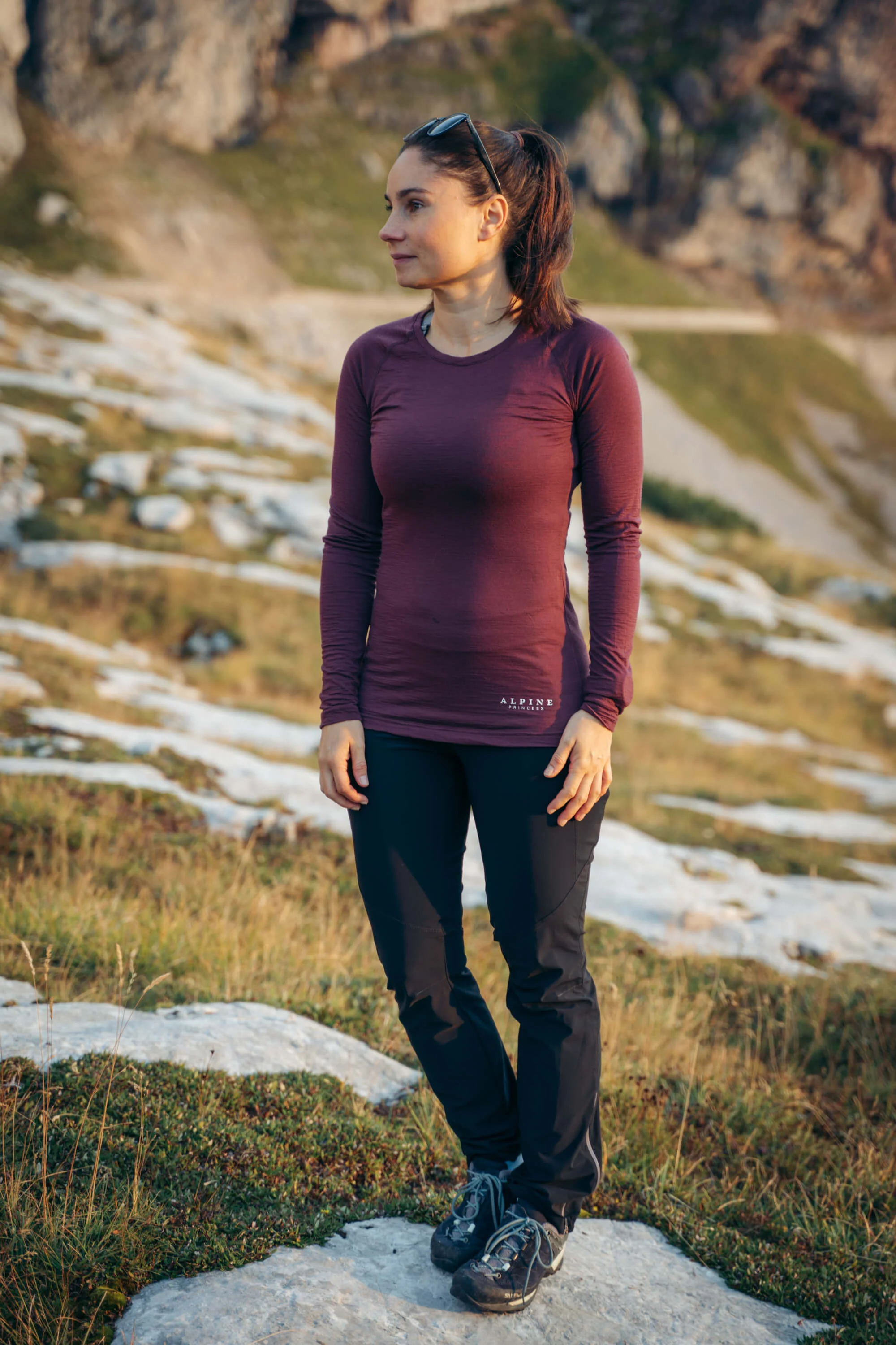 Merino Long Sleeve Tee Aubergine - Image 4