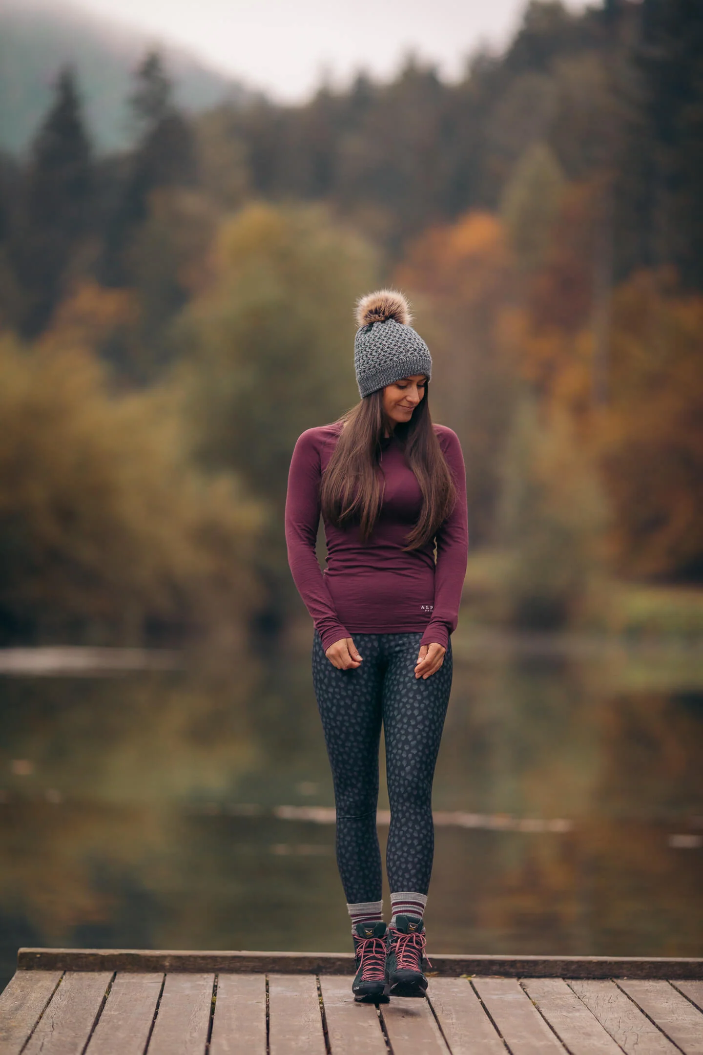 Merino Long Sleeve Tee Aubergine - Image 8