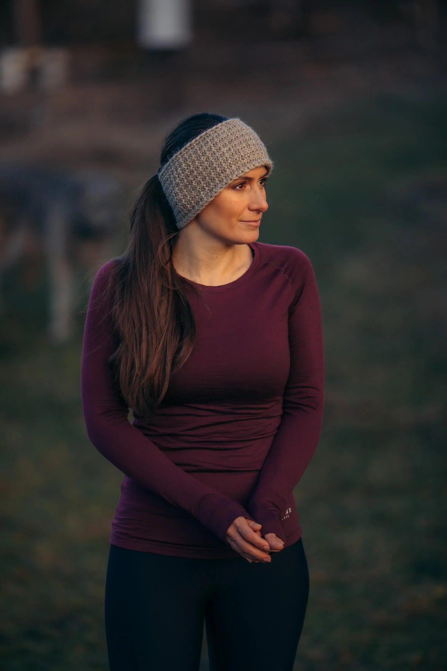 Merino Long Sleeve Tee Aubergine - Image 9