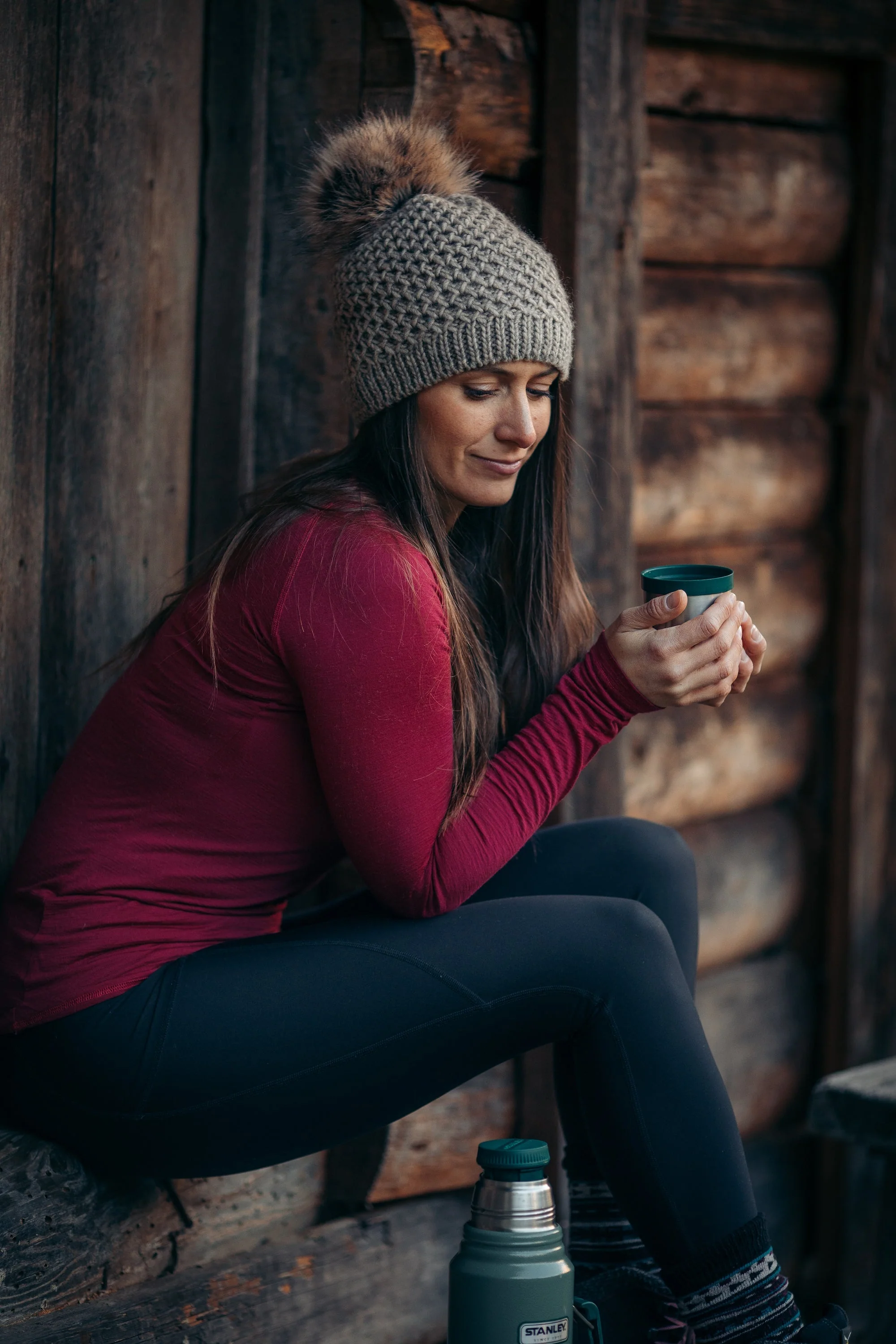 Merino Long Sleeve Tee Ruby Red - Image 3