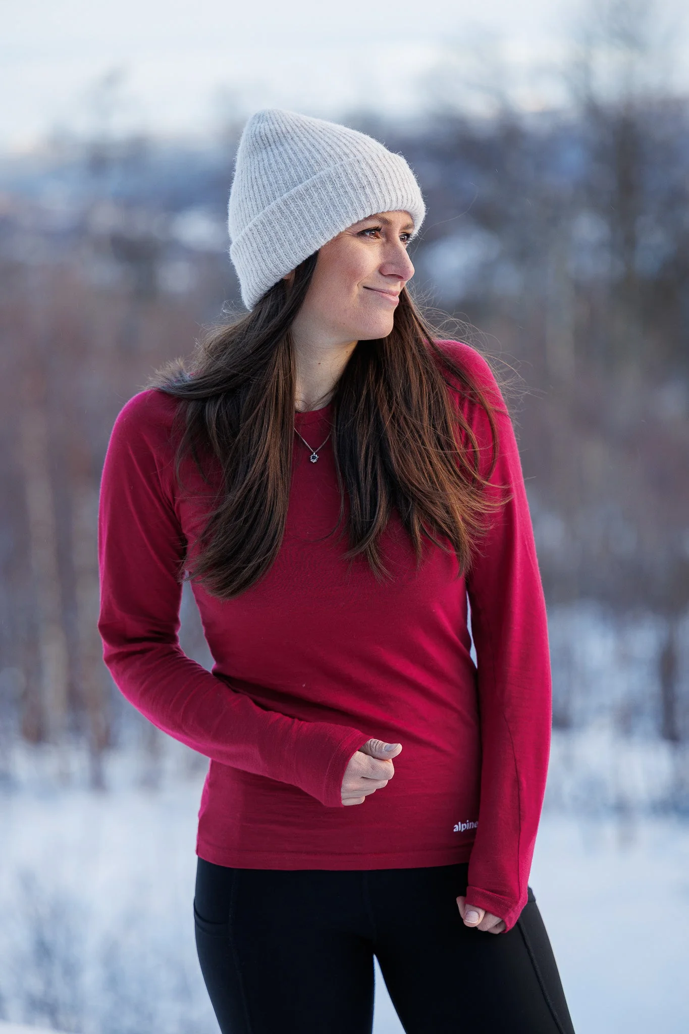 Merino Long Sleeve Tee Ruby Red - Image 4