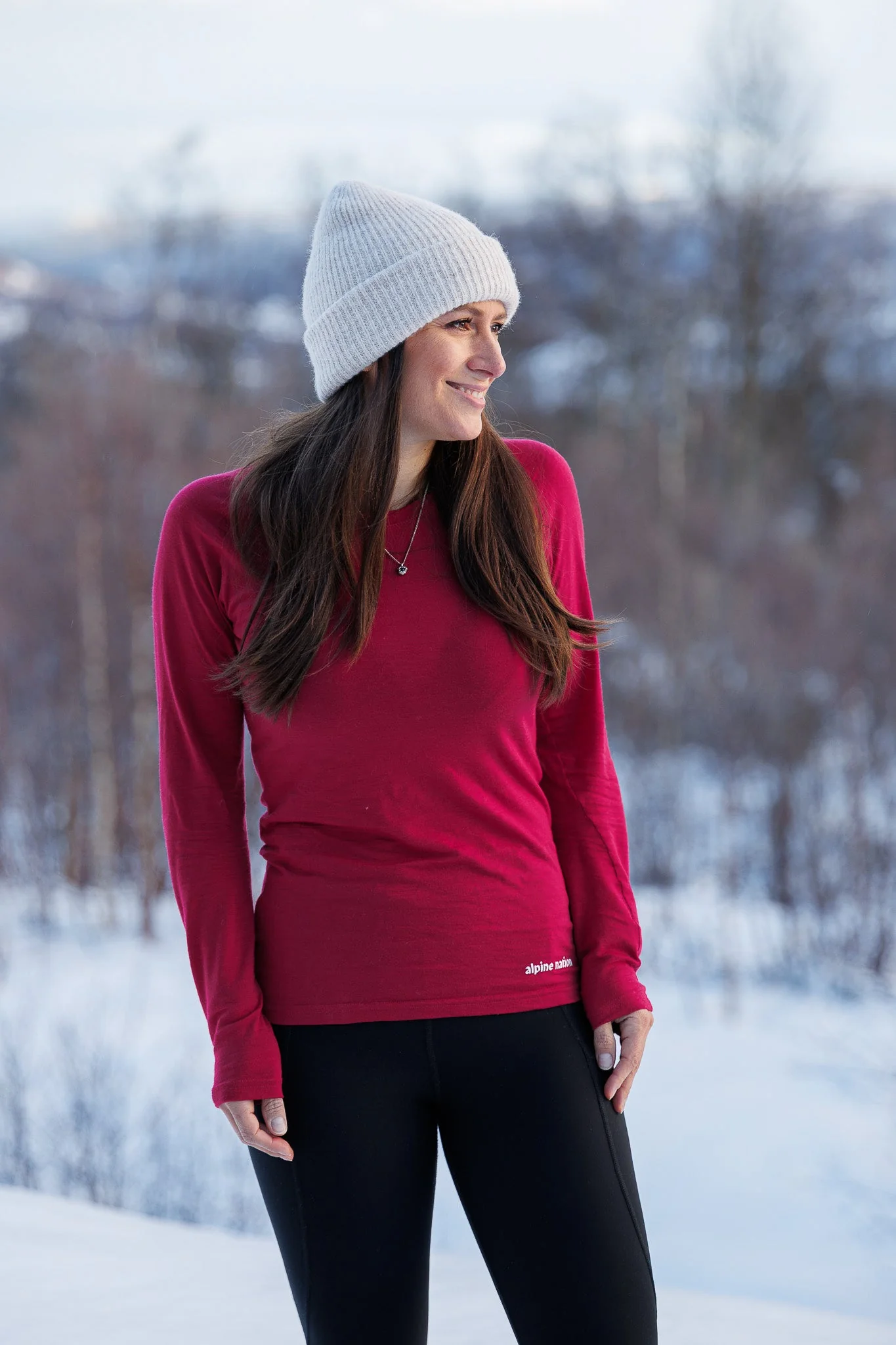 Merino Long Sleeve Tee Ruby Red - Image 5