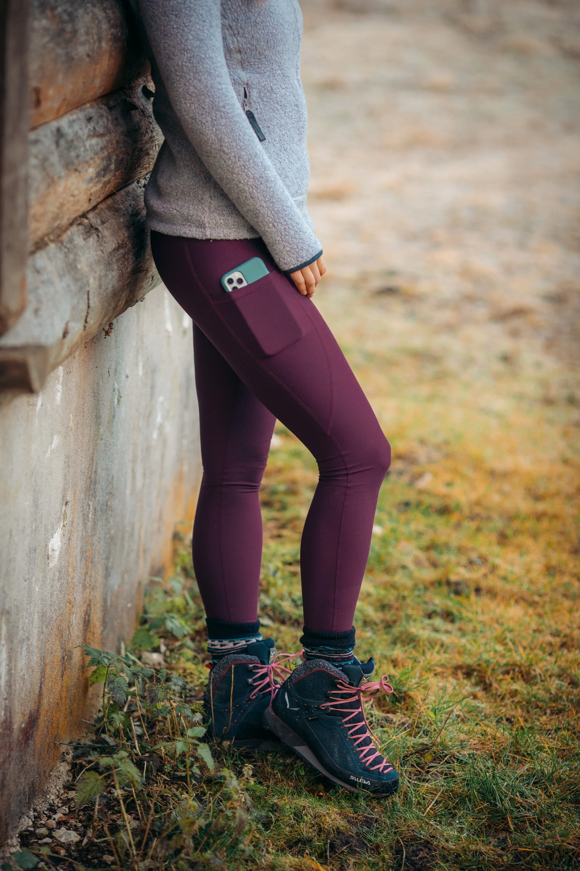 Rise Thermo Pocket Leggings Dark Plum - Tall (+7cm) - Image 4