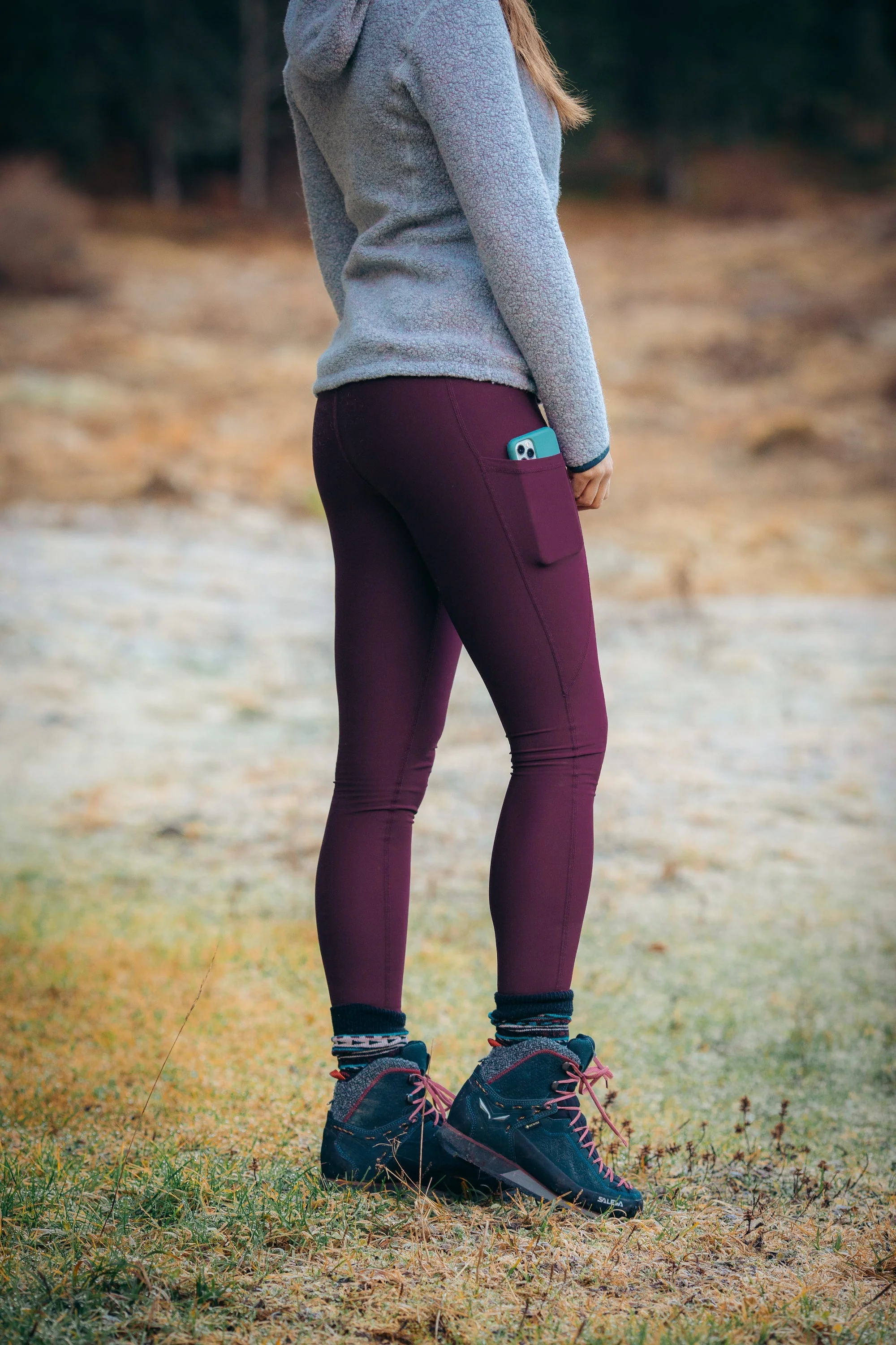 Rise Thermo Pocket Leggings Dark Plum - Tall (+7cm) - Image 6